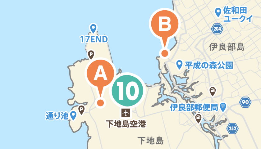 AR起動エリア:〒906-0507 沖縄県宮古島市伊良部佐和田1727周辺 (半径2km)